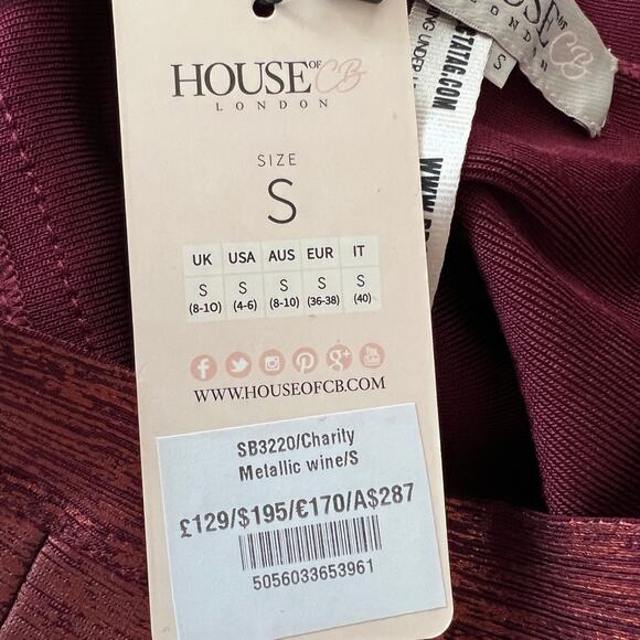 House of CB London Charity Metallic Wine Pants Small NWT - Picture 5 of 6